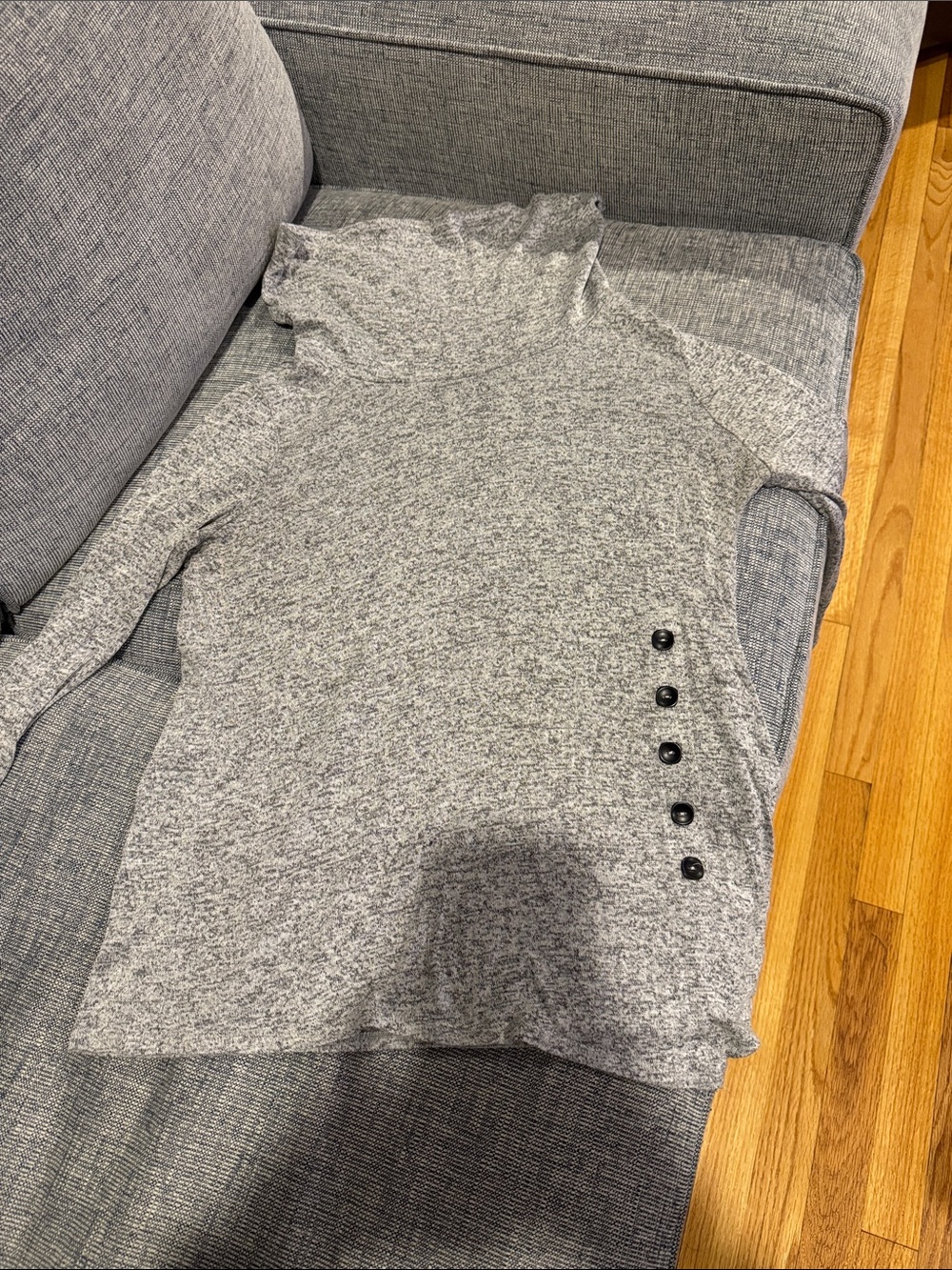 Workshop Republic Clothing Heather Gray Mock Neck Sweater with Side Buttons
